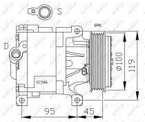 NRF 32183G Klímakompresszor FIAT 500 / BRAVO II / DOBLO / IDEA / PALIO / PANDA / PUNTO II / SIENA / STILO